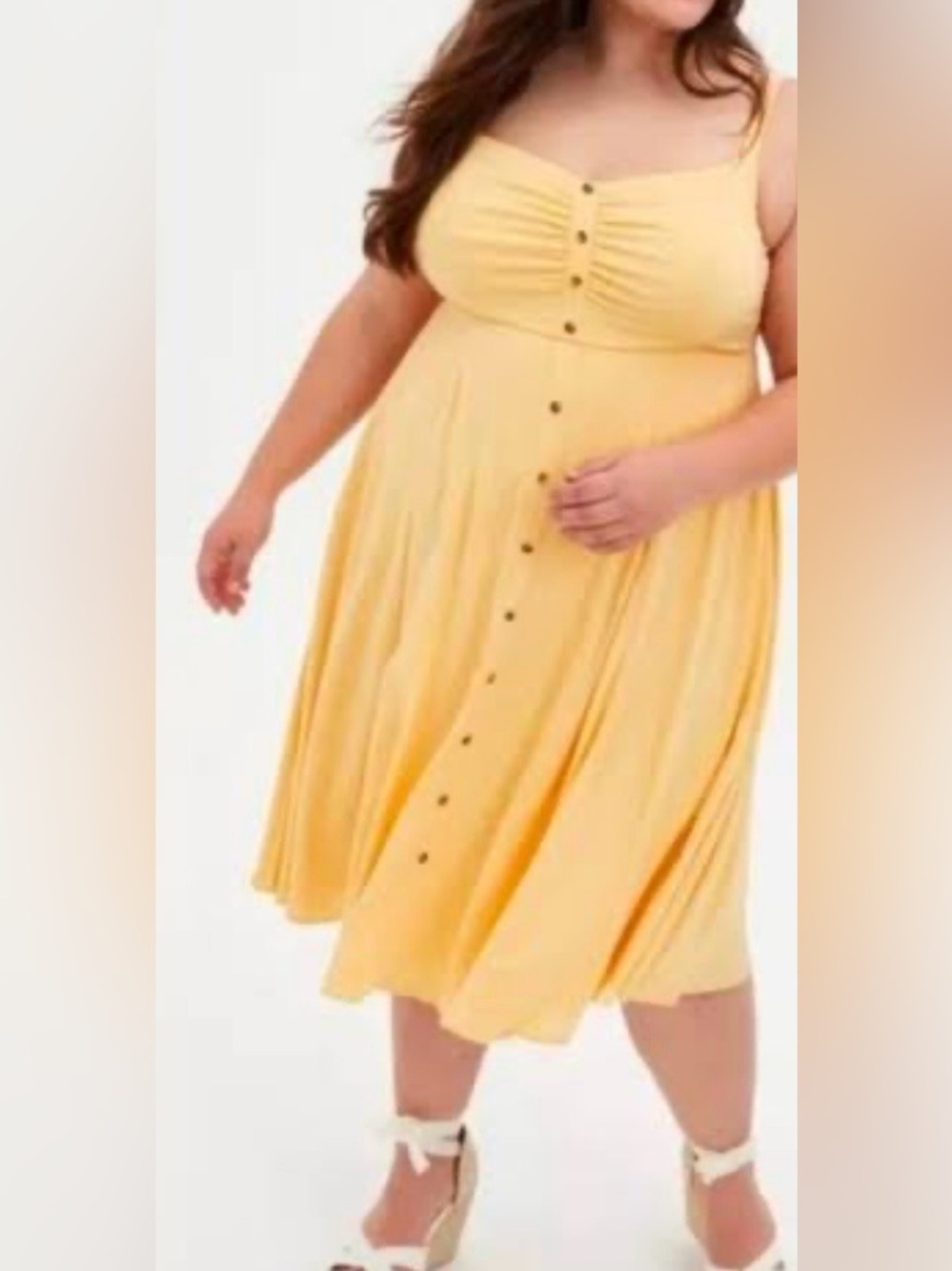 Torrid Butter Yellow Button-Front Midi Sundress